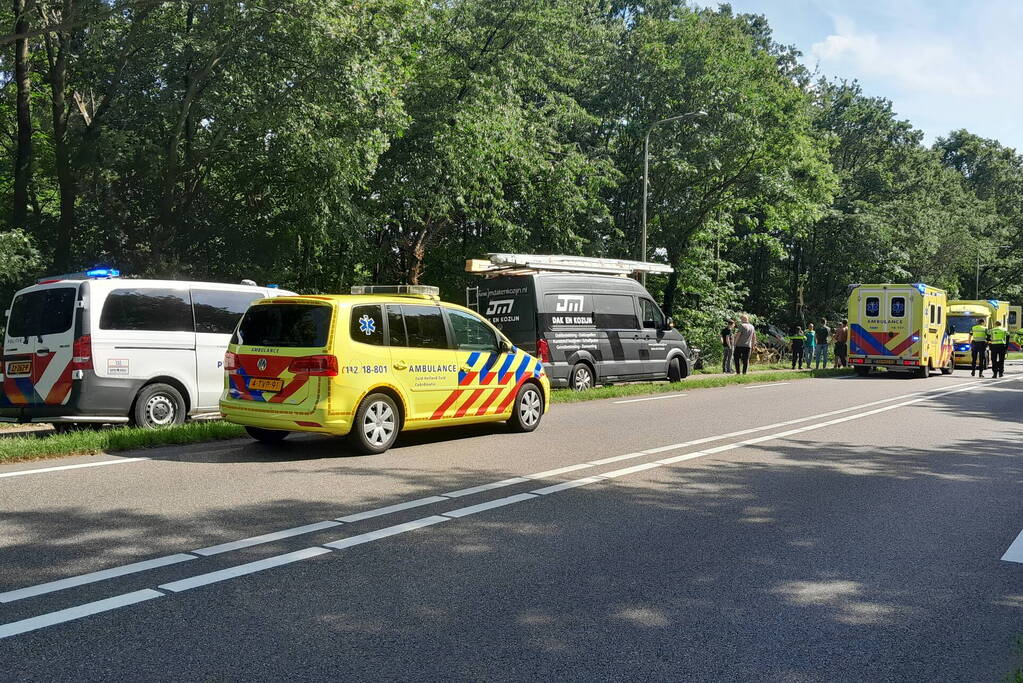 Bestuurder bestelbus raakt van de weg en belandt in bosschage