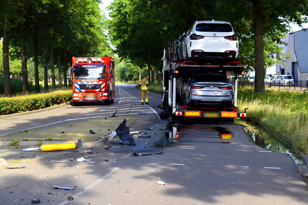 Vrachtwagen lekt honderden liters diesel na botsing