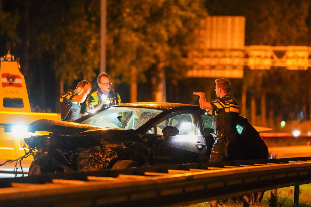 Auto verliest motor bij enkelzijdig ongeval