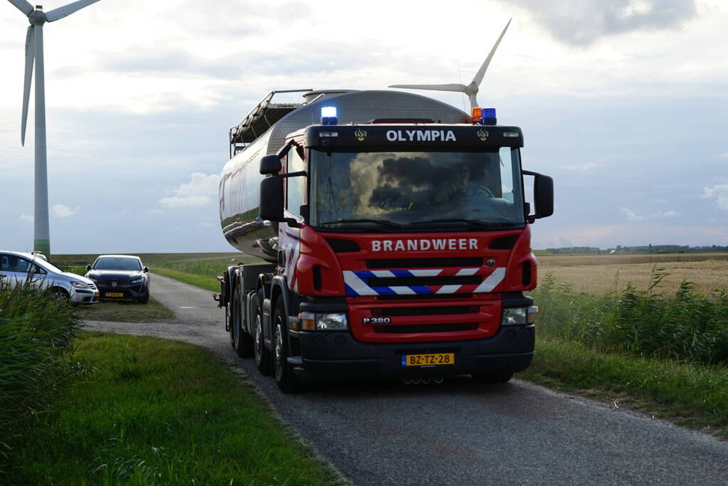 Beginnende brand maaidorser snel onder controle