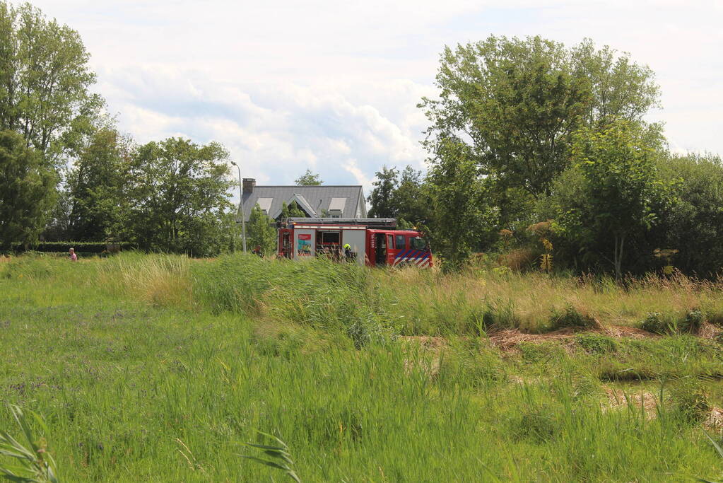 Brandweerlieden blussen buiten brand