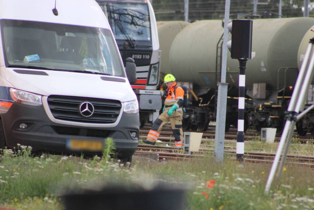 Lekkende ketelwagon op rangeerterrein