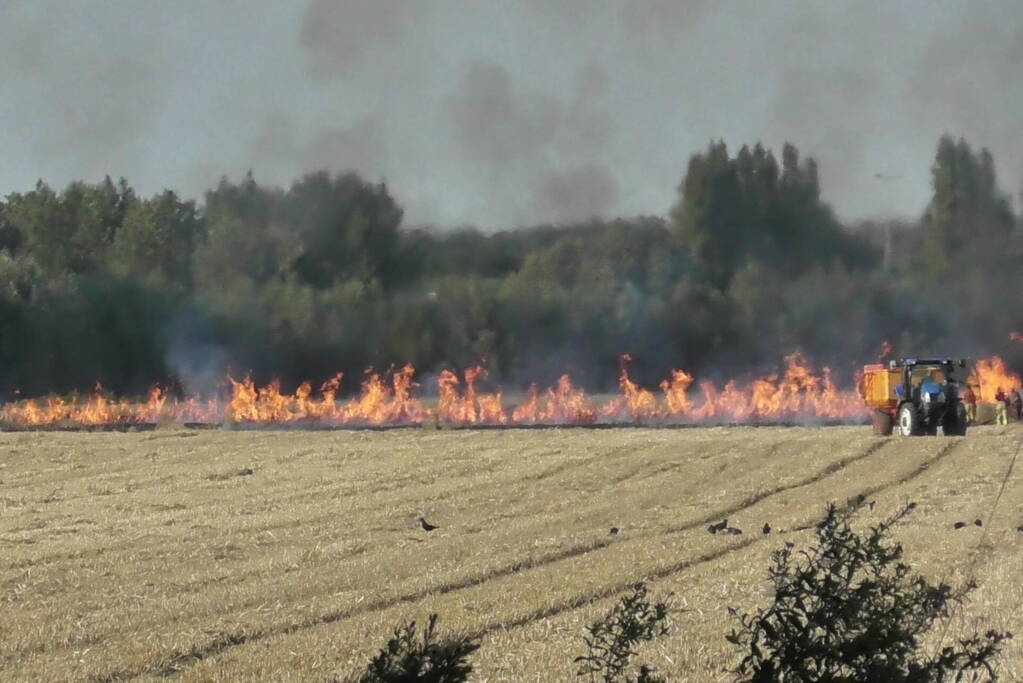 Grote brand op weiland