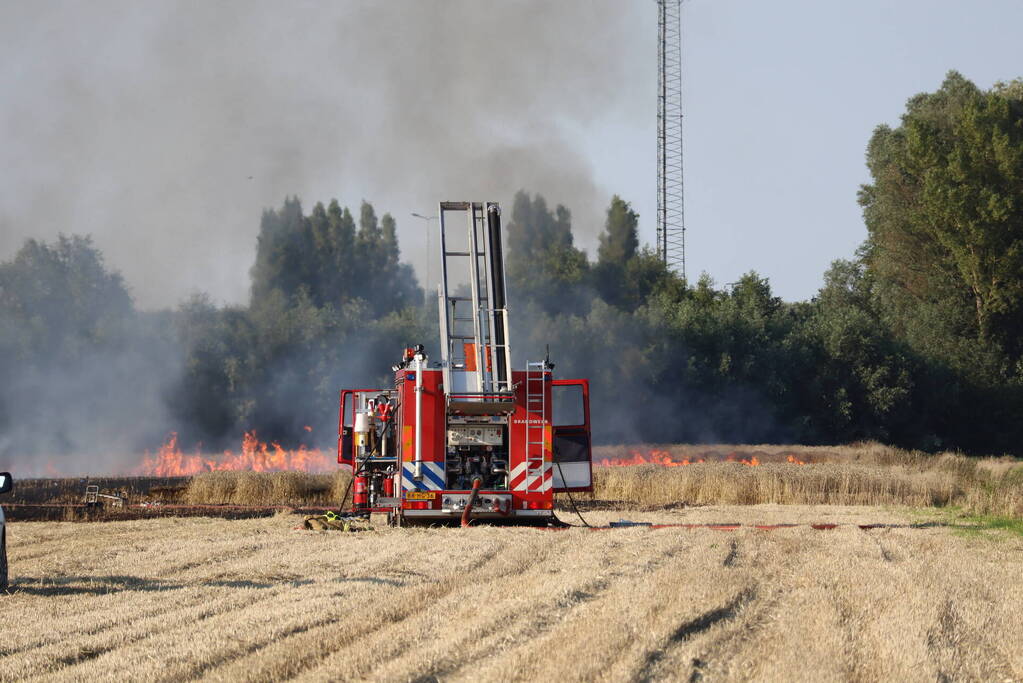 Grote brand op weiland