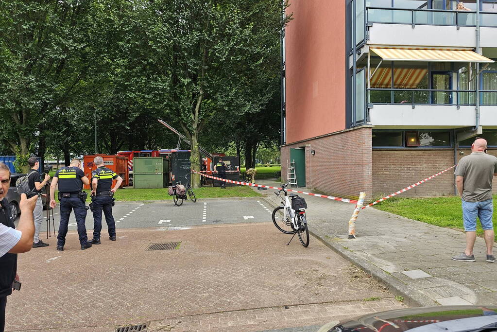 Brand in kelderbox van flatgebouw