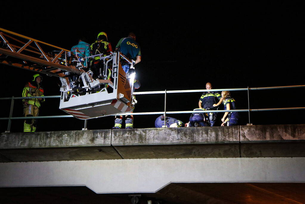 Hulpdiensten halen persoon van viaduct af, geen treinverkeer