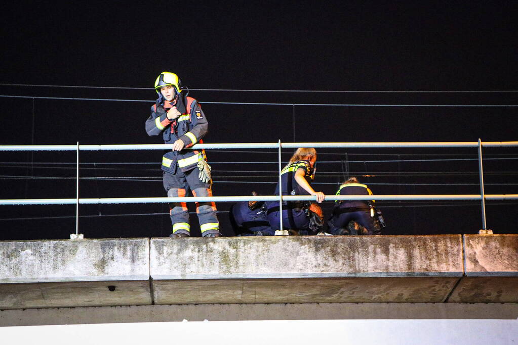 Hulpdiensten halen persoon van viaduct af, geen treinverkeer