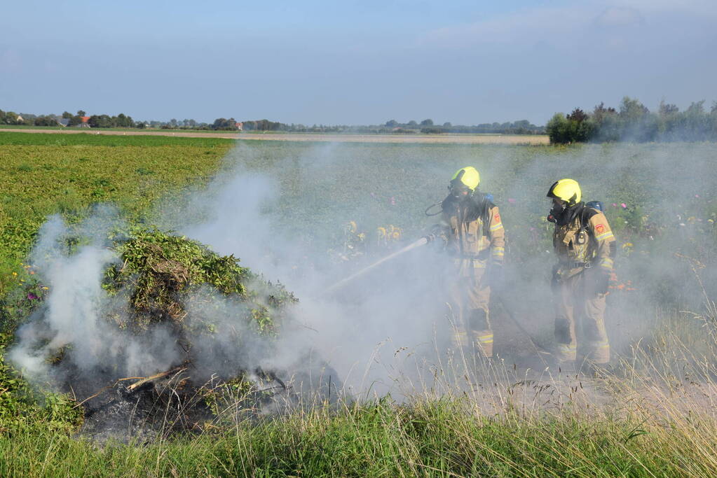 Brand in snoeiafval snel onder controle