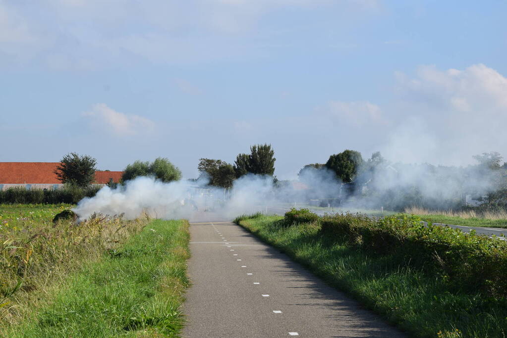 Brand in snoeiafval snel onder controle