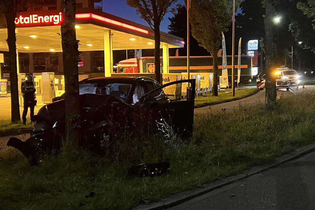 Automobilist klapt op boom