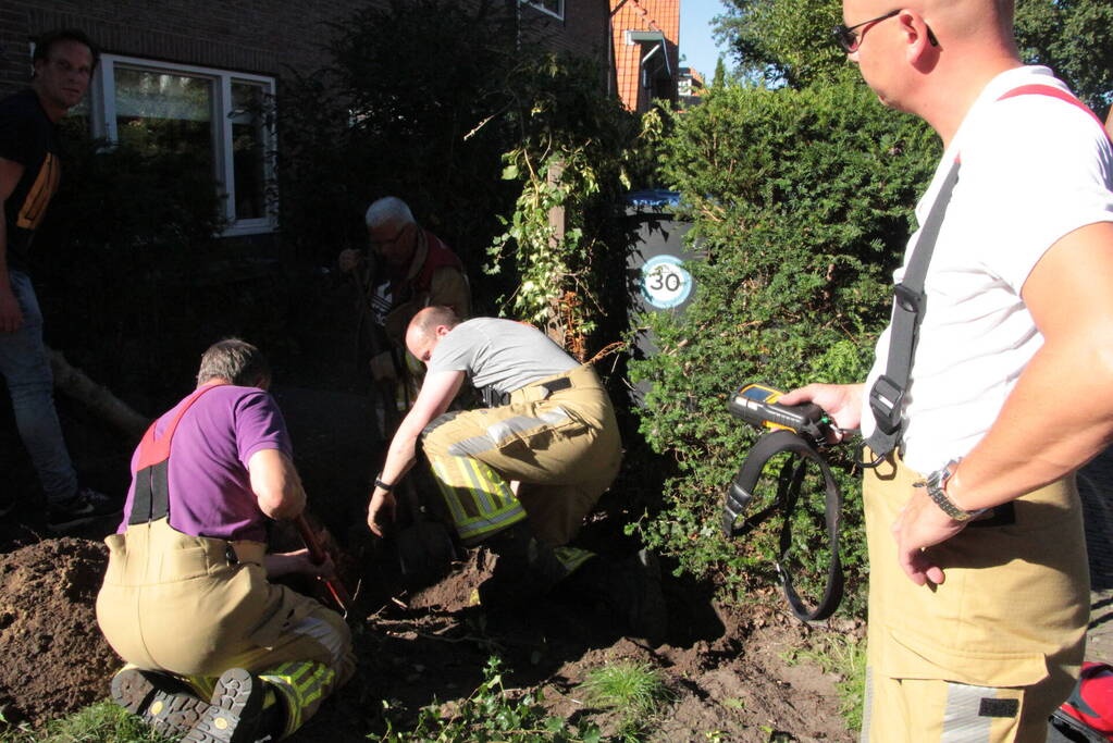 Gasleiding geraakt tijdens weghalen van boom