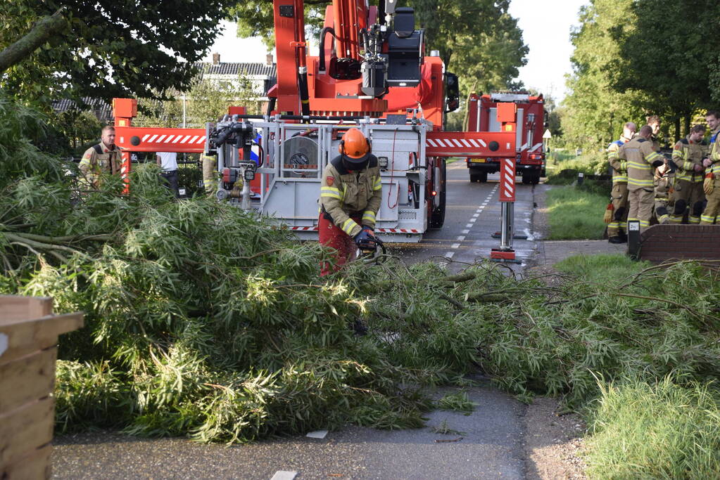 Brandweer voorkomt vallende boom