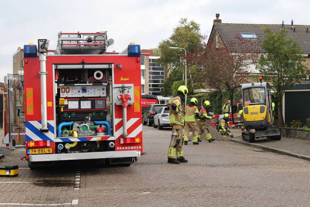 Gaslekkage door werkzaamheden aan straat