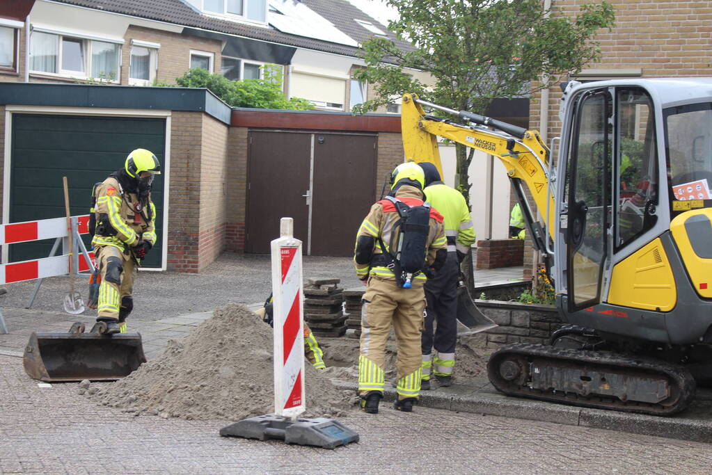 Gaslekkage door werkzaamheden aan straat