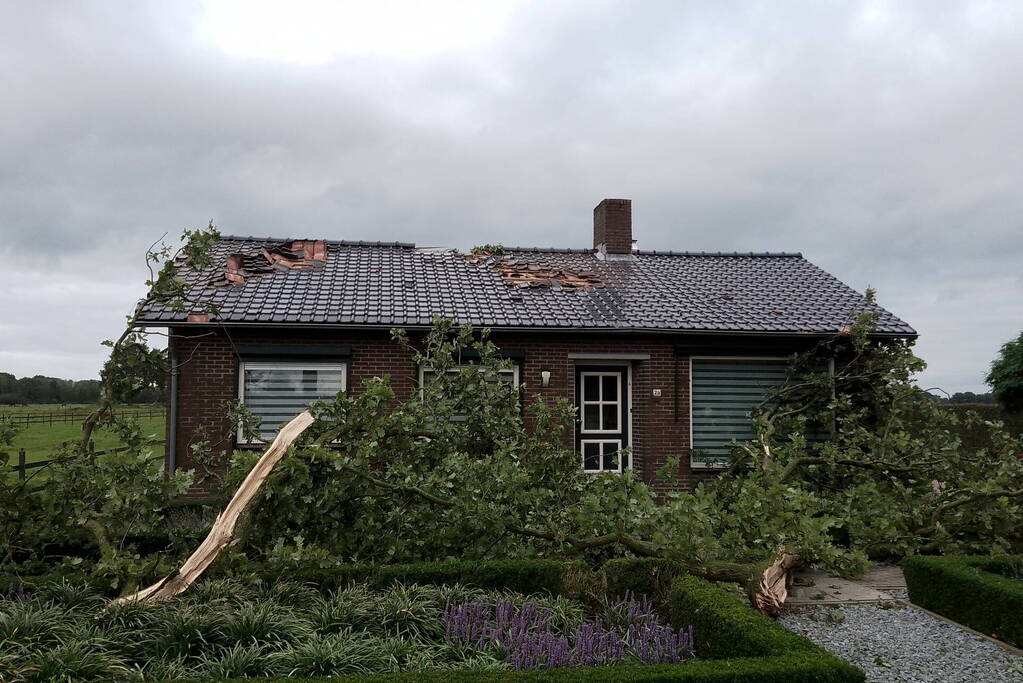 Woning zwaar beschadigd door rondvliegende takken