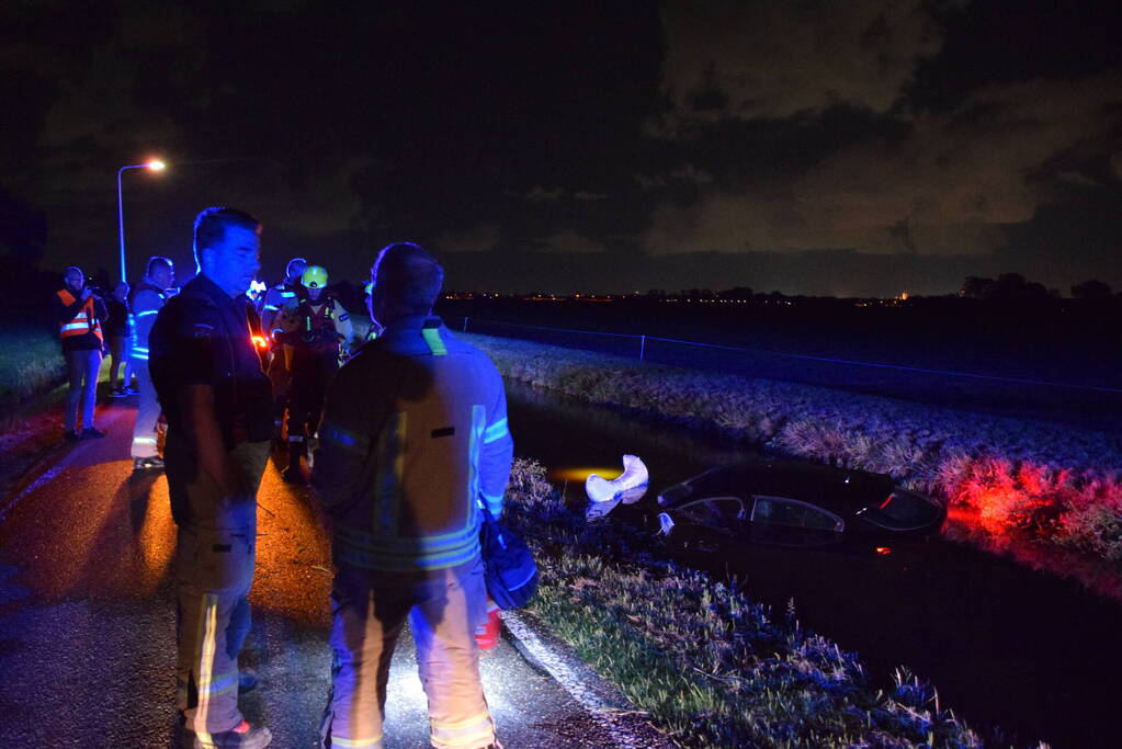 Voertuig raakt van weg en belandt in water