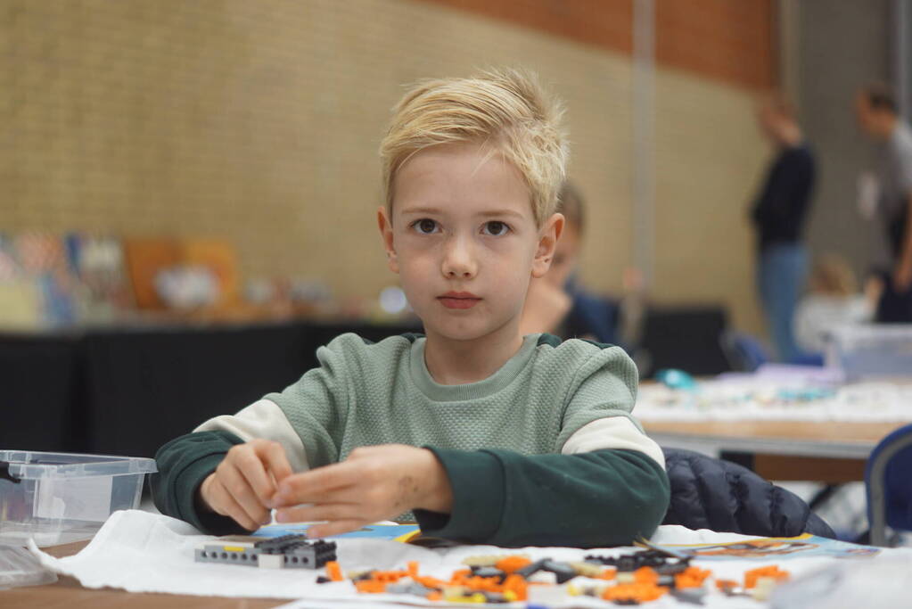 LEGO-liefhebbers bewonderen tentoongestelde creaties