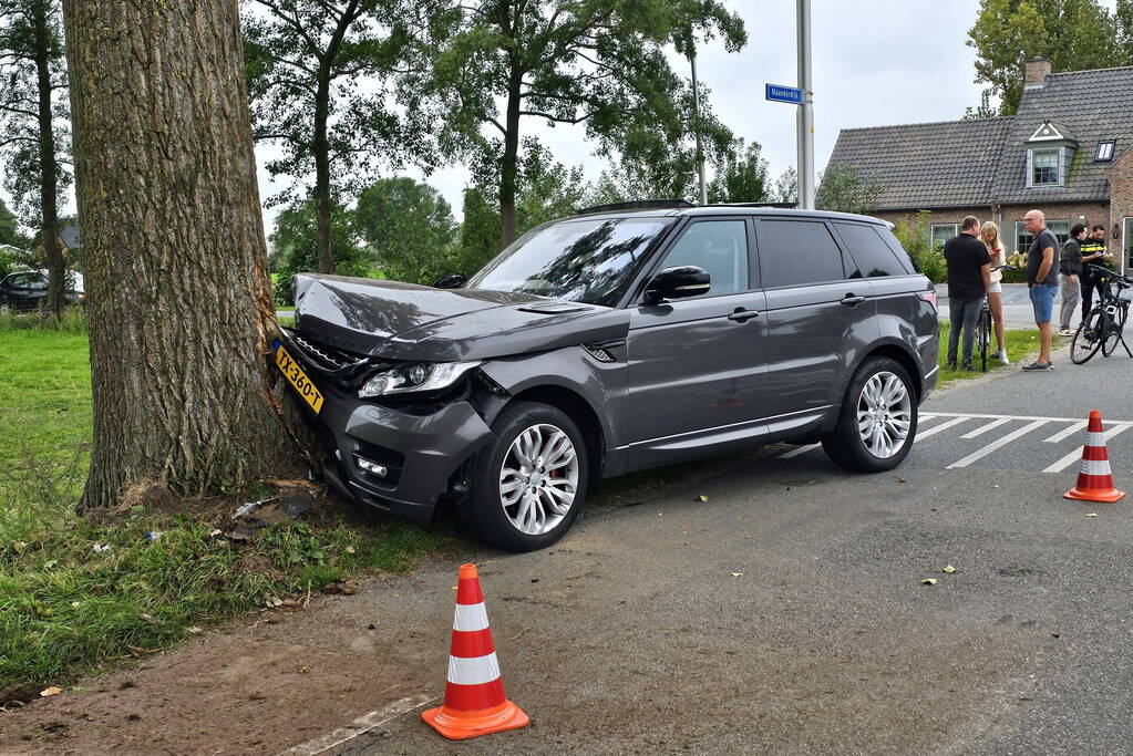 Range Rover klapt op boom bestuurder gewond