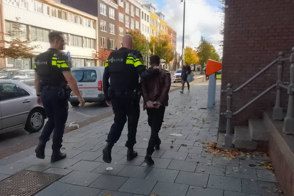 Agenten in kogelwerende vesten houden man aan in trein