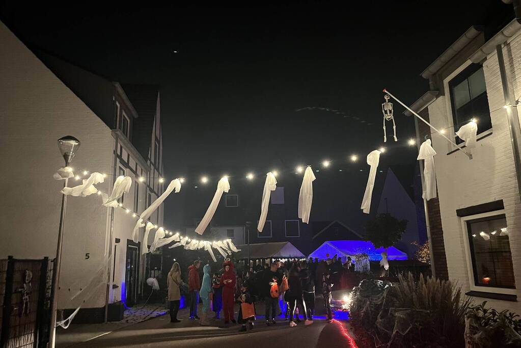 Veel mensen de straat op voor enge Halloweentocht