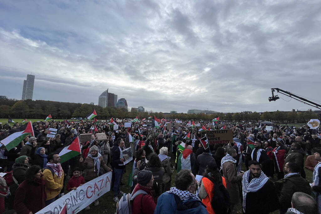 Grote opkomst pro-palestina demonstratie op het Malieveld