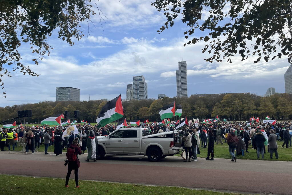 Grote opkomst pro-palestina demonstratie op het Malieveld