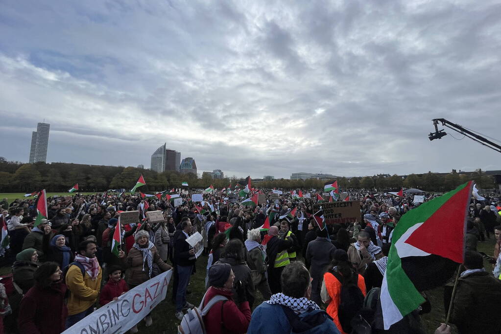 Grote opkomst pro-palestina demonstratie op het Malieveld