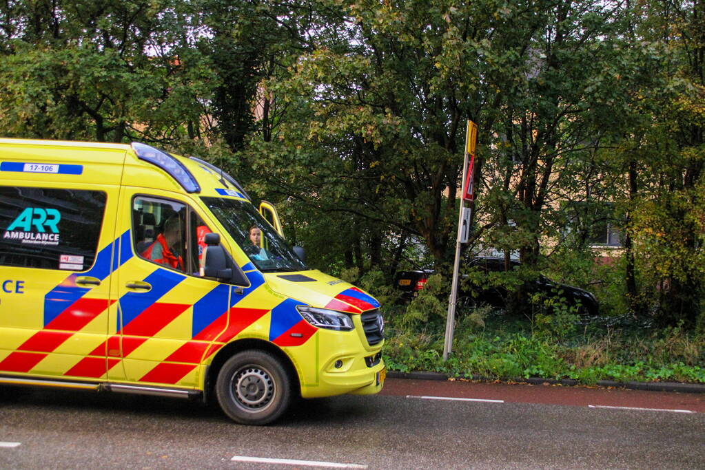 Automobilist raakt van de weg en belandt in bosschage