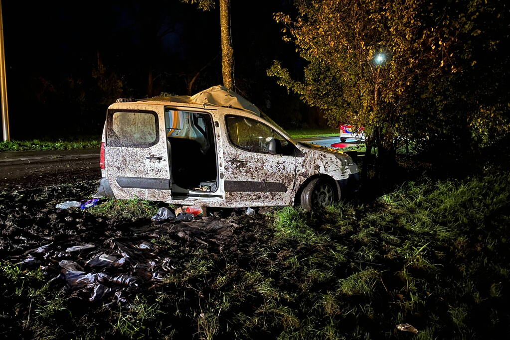 Ravage en beknelling nadat bus in boom boort