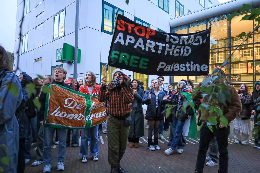 Pro-Palestina demonstratie bij universiteit