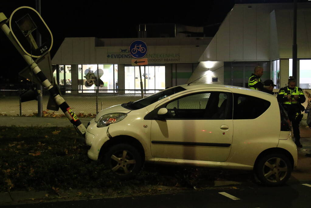 Automobilist knalt tegen verkeerslicht aan