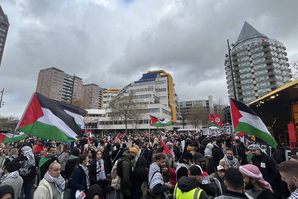 Grote opkomst pro Palestina demonstratie