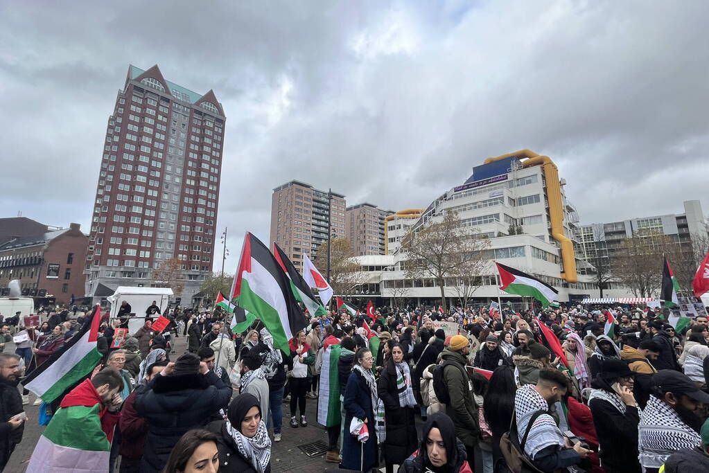 Grote opkomst pro Palestina demonstratie