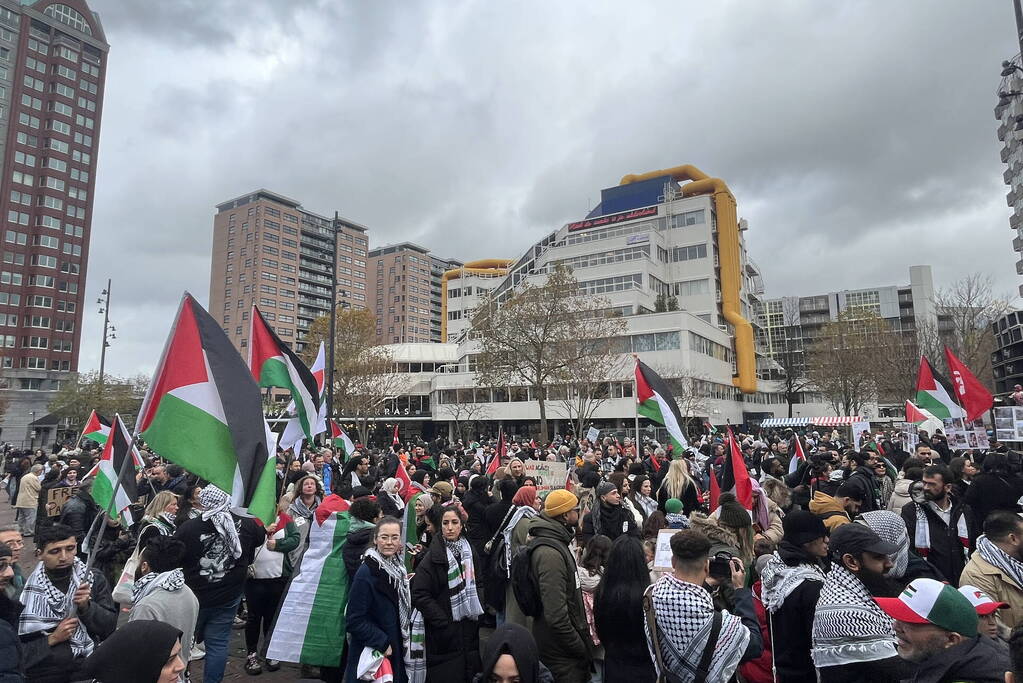 Grote opkomst pro Palestina demonstratie