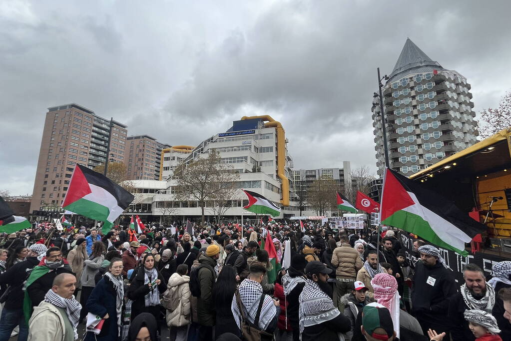 Grote opkomst pro Palestina demonstratie