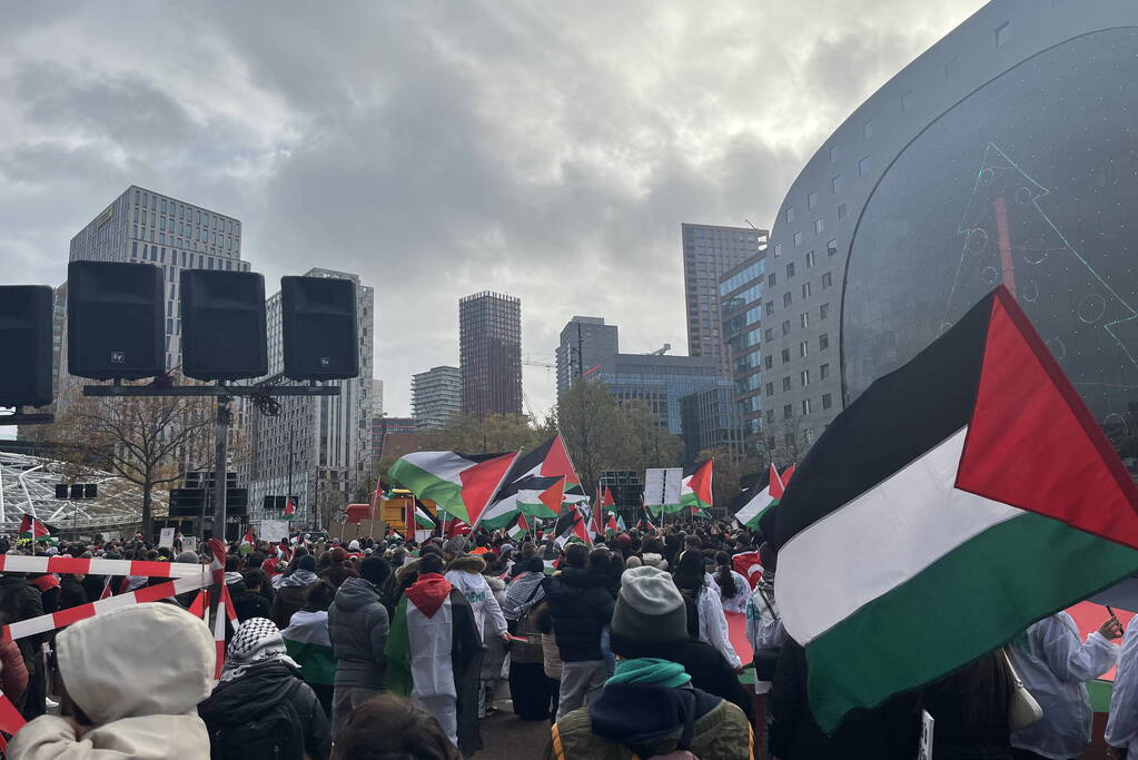 Grote opkomst pro Palestina demonstratie