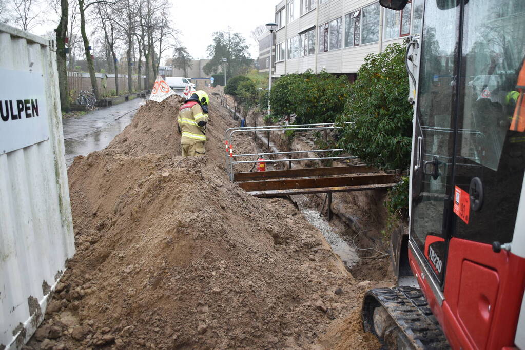 Gasleiding geraakt bij graafwerkzaamheden