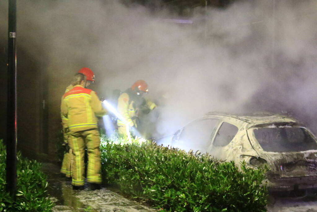 Geparkeerde auto volledig verwoest door brand