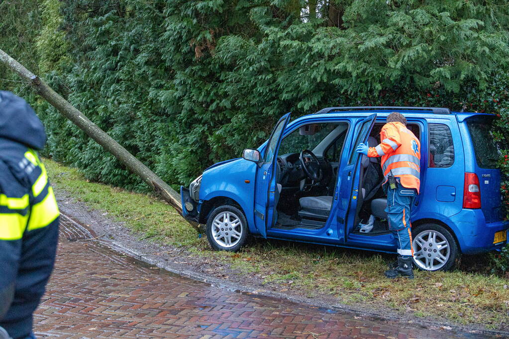 Automobilist rijdt boom omver