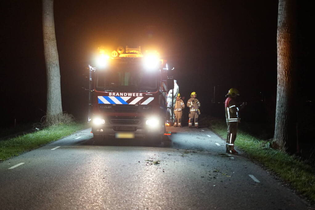 Auto raakt van weg, schampt boom en belandt ondersteboven in de sloot