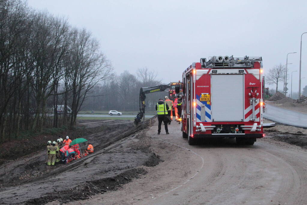 Persoon gevallen bij wegwerkzaamheden