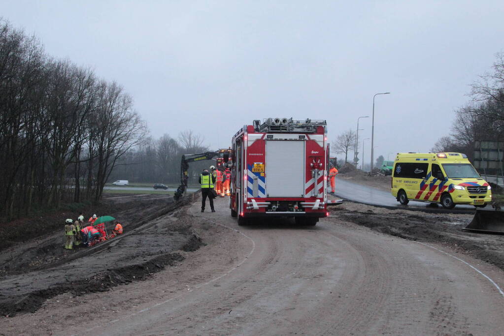 Persoon gevallen bij wegwerkzaamheden