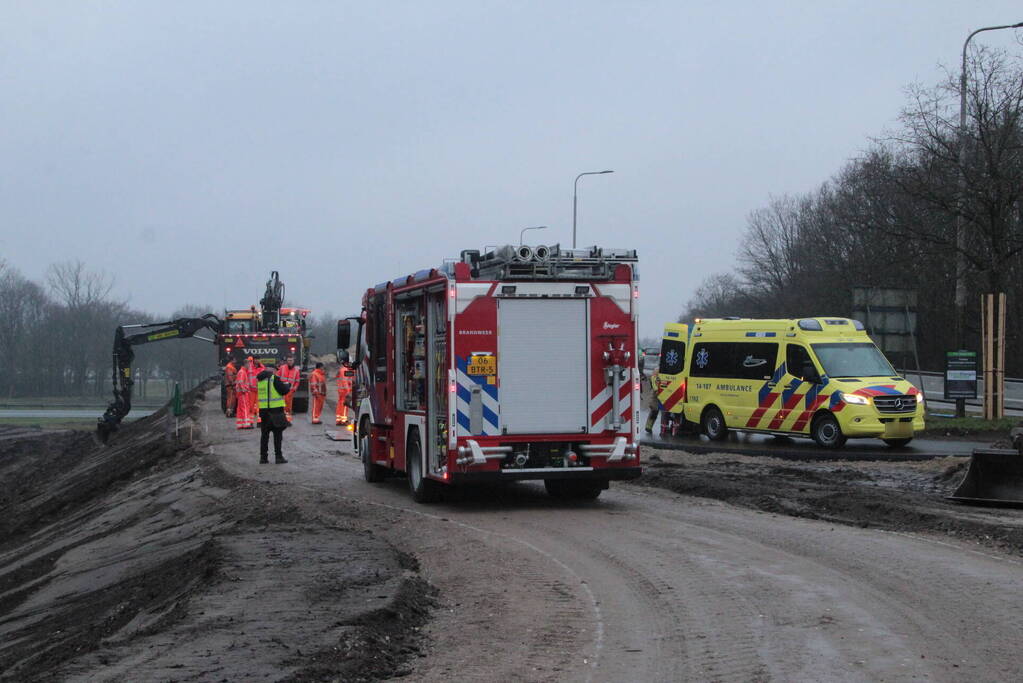 Persoon gevallen bij wegwerkzaamheden