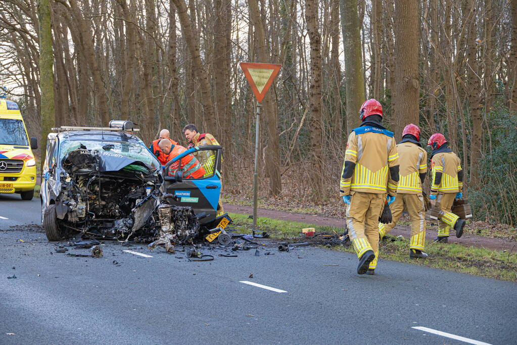 Bestuurder van bestelbus botst op boom