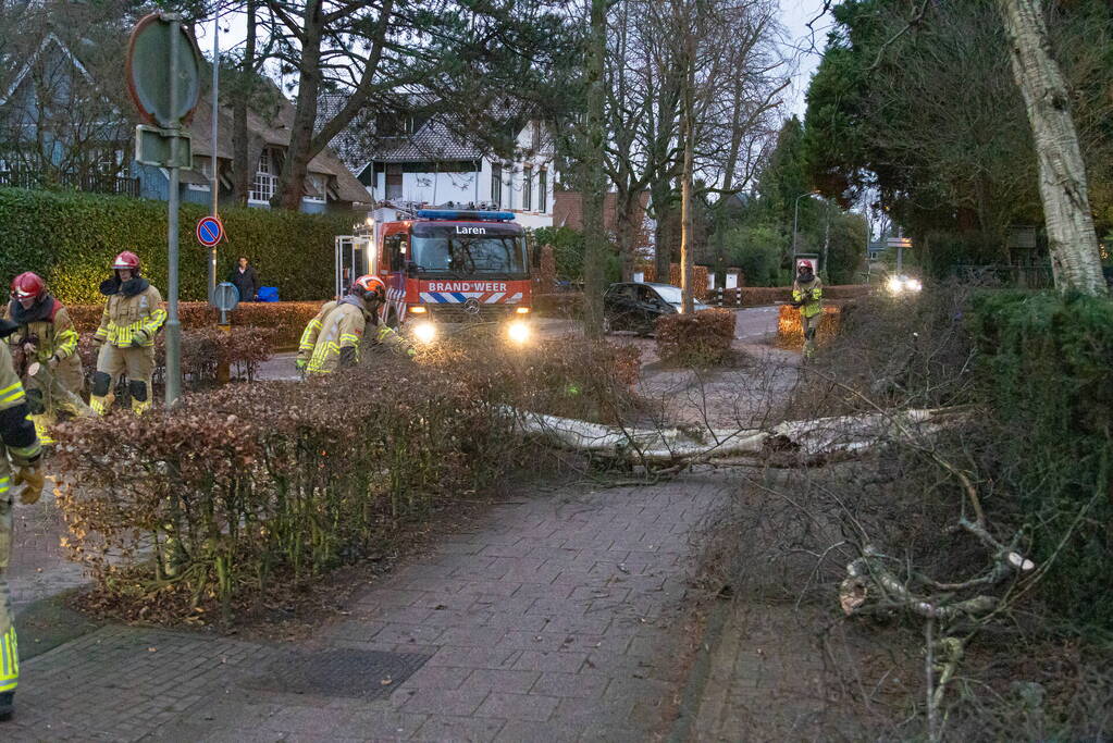 Weg afgesloten door omgevallen boom