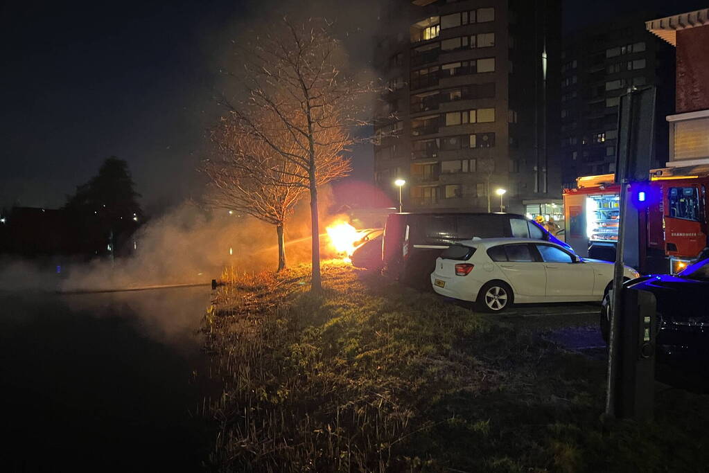 Vlammen en rookontwikkeling bij voertuigbrand