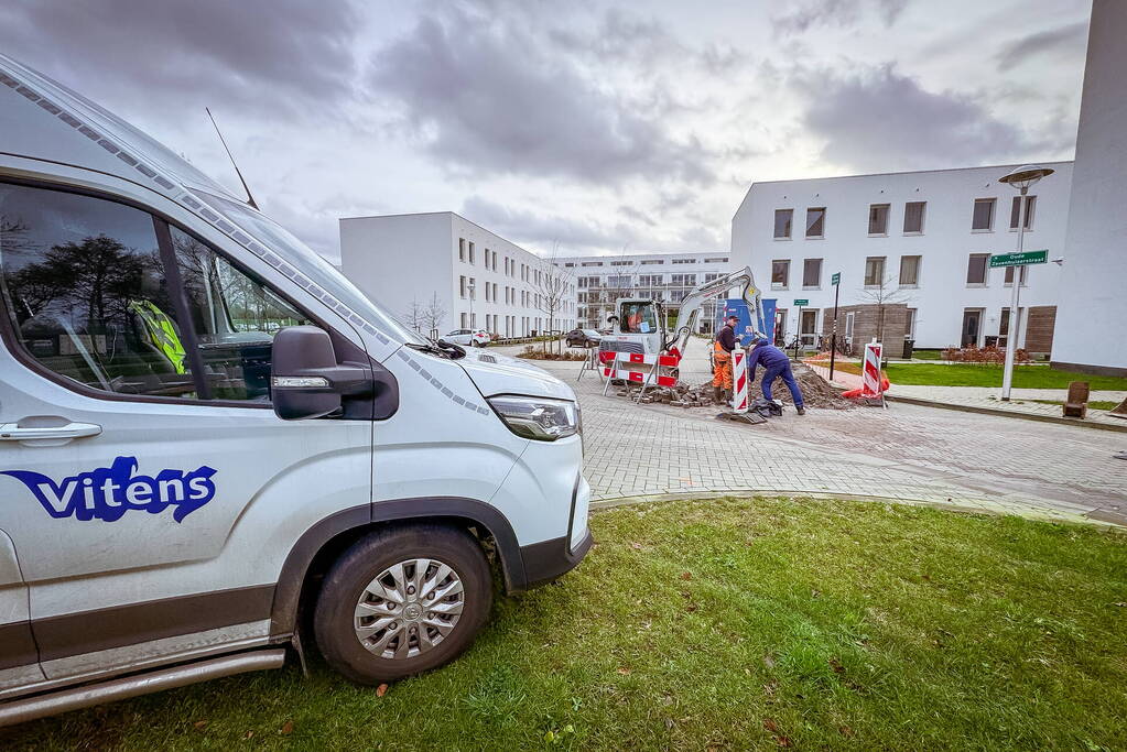 Waterleidingbreuk nabij 'Urban Villa' zorgt even voor minder drinkwater