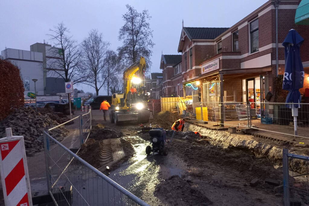 Flinke waterlekkage door breuk tijdens werkzaamheden