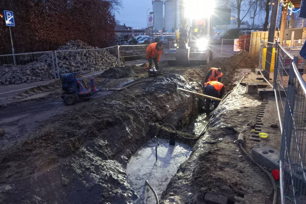 Flinke waterlekkage door breuk tijdens werkzaamheden