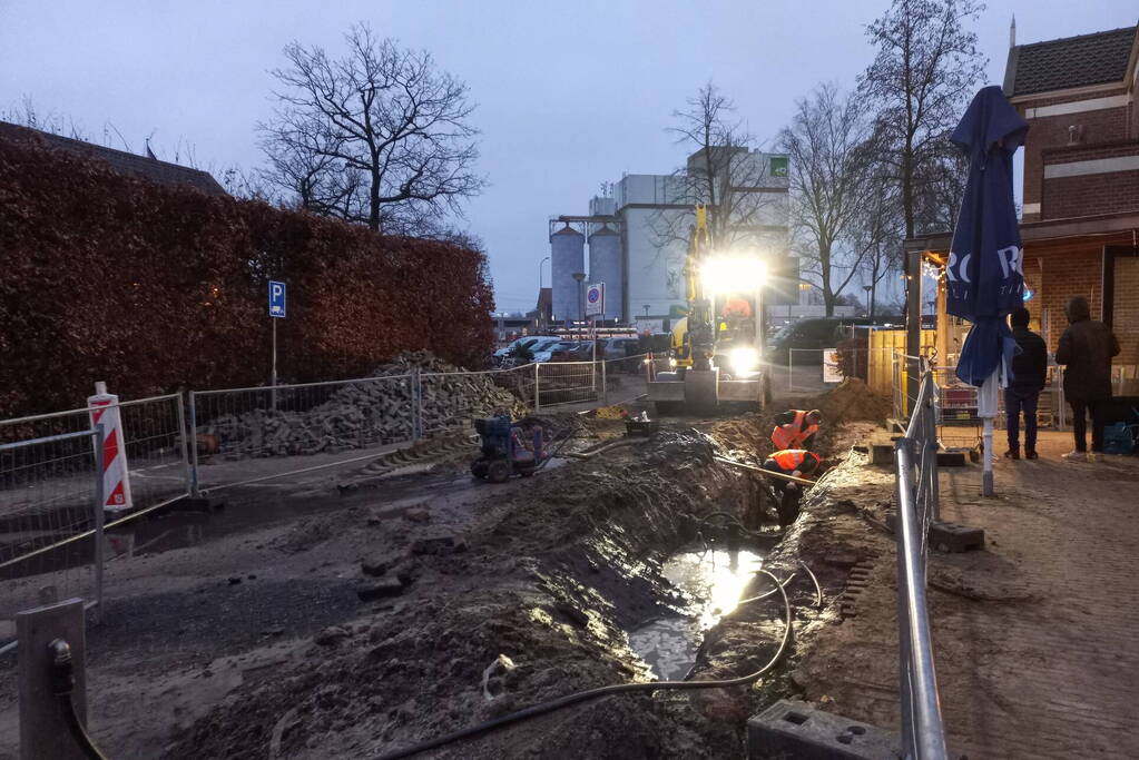 Flinke waterlekkage door breuk tijdens werkzaamheden